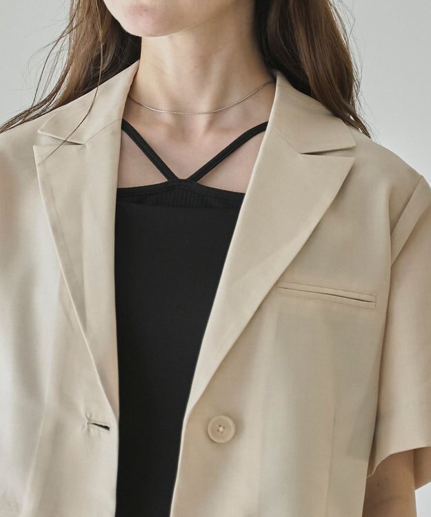 WEGO 【SETUP可】リネンライクショートシャツジャケット ナチュラル