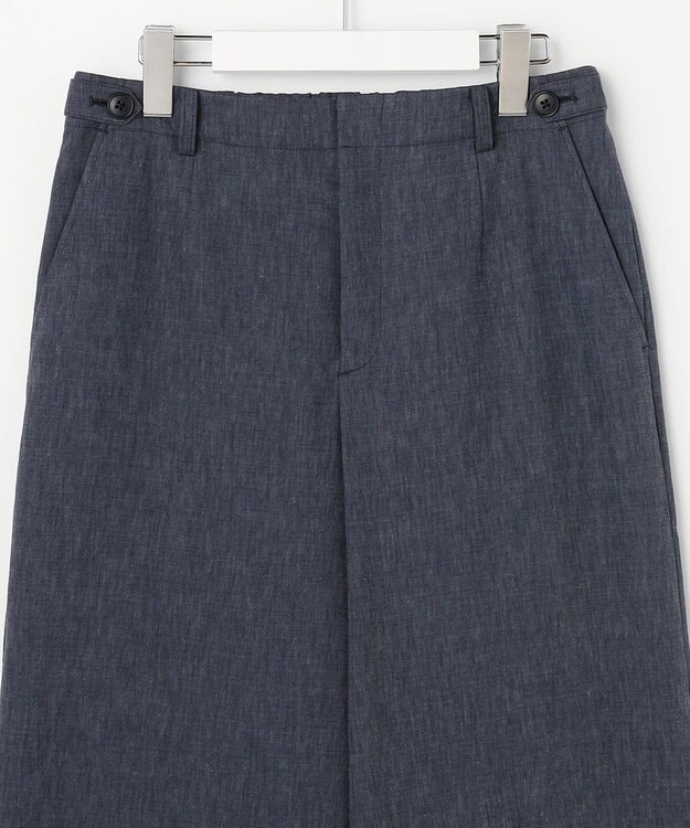 J.PRESS LADIES S リネンバイオシャンブレー ワイド パンツ ネイビー系