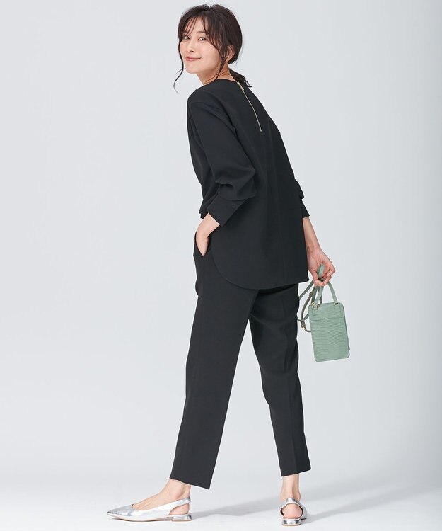 23区 トリアセダブルジョーゼット ブラウス ブラック系