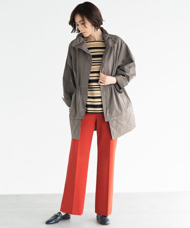 自由区 L 【撥水加工/洗える】キルトコンビアウター ダークブラウン系