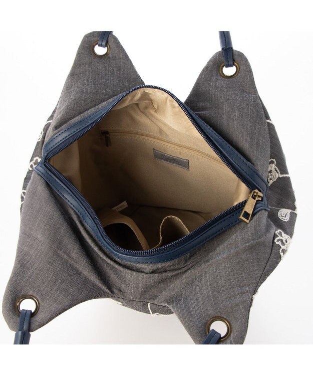 UNBILLION カシュカシュ cachecache / バケツ刺繍トートバッグ ダークネイビー