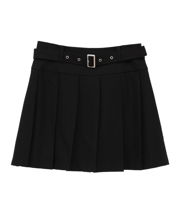 earth music&ecology ベルト付きプリーツミニスカート Black