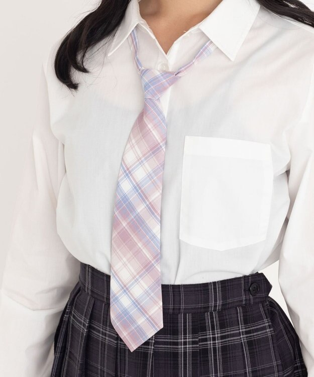 WEGO 【SCHOOLITEM】　チェックスクールネクタイ ホワイトチェック1