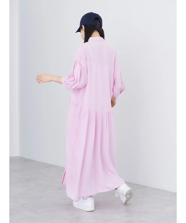 earth music&ecology レーヨンストライプワンピース Pink