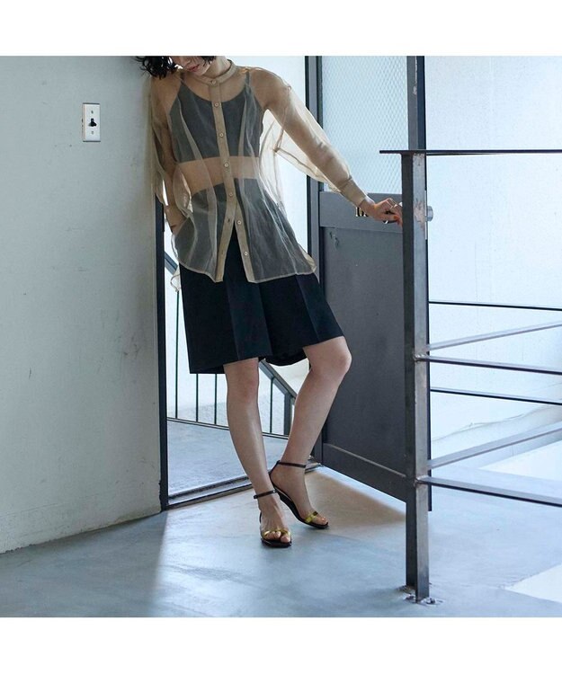 MODE ET JACOMO <MODE ET JACOMO>スリムストラップフラットサンダル イエローメタリック