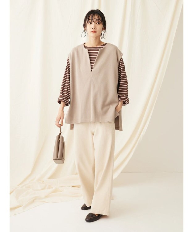 CRAFT STANDARD BOUTIQUE スキッパーカットベスト Gray Beige