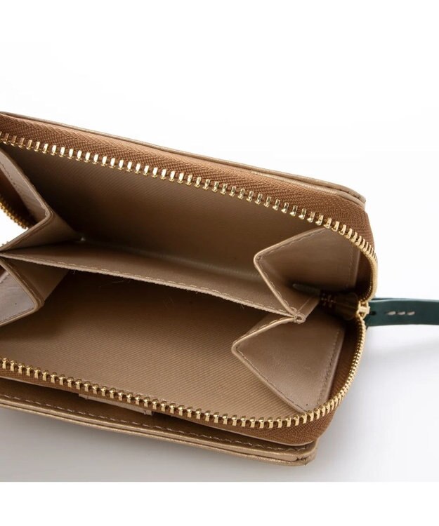 UNBILLION perche ジェムストーンチャームハーフラウンドウォレット ゴールド