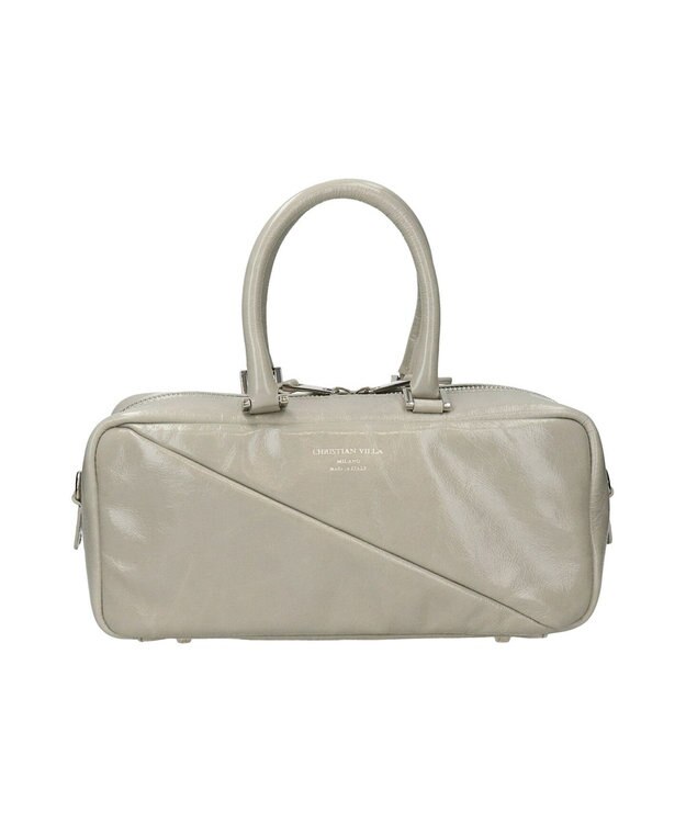 INTER-CHAUSSURES 【CHRISTIAN VILLA】ミディアムサイズレザーハンドルバッグ ライトグレー