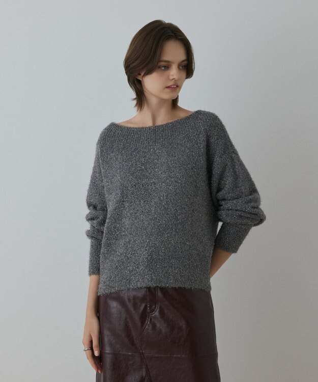 GRACE CONTINENTAL グリッターニットトップ グレー
