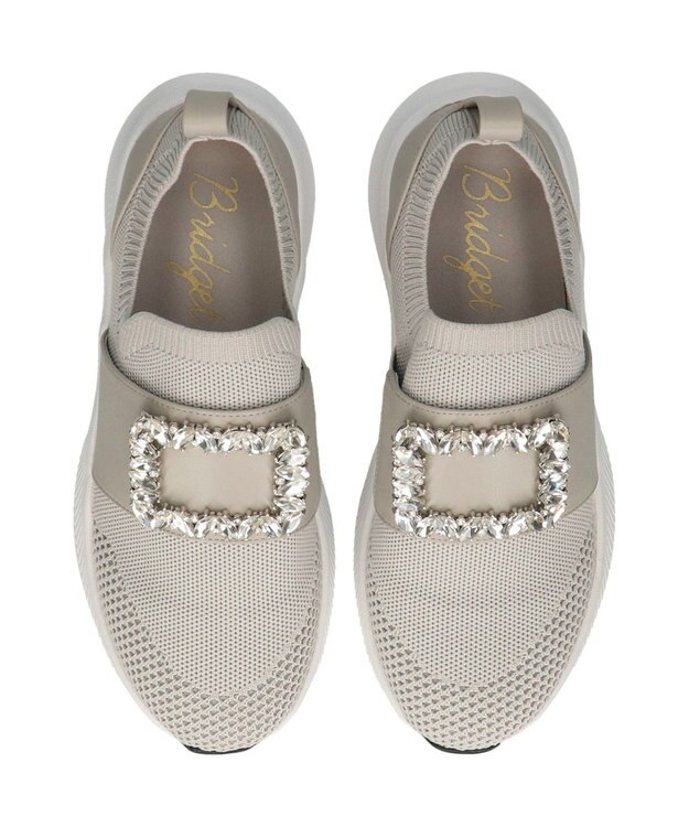Bridget Birkin 【Bridget Birkin】ビジューバックルニットスニーカー ライトグレー