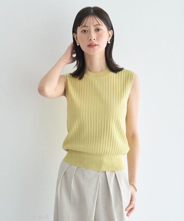 YECCA VECCA 【マシンウォッシャブル】ノースリーブリブニット Yellow