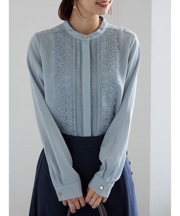 Te chichi フロントレースブラウス ブルー