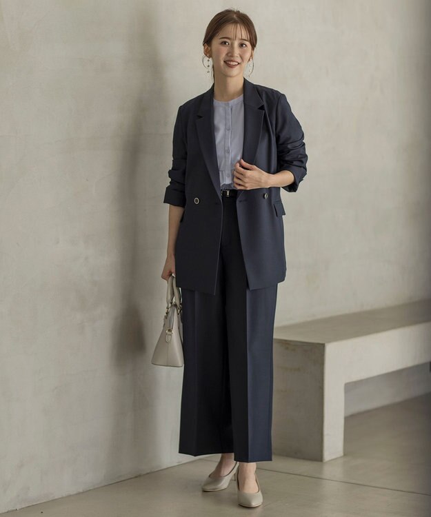 ANY SIS 【洗える】ギャザースリーブ ブラウス ライトブルー