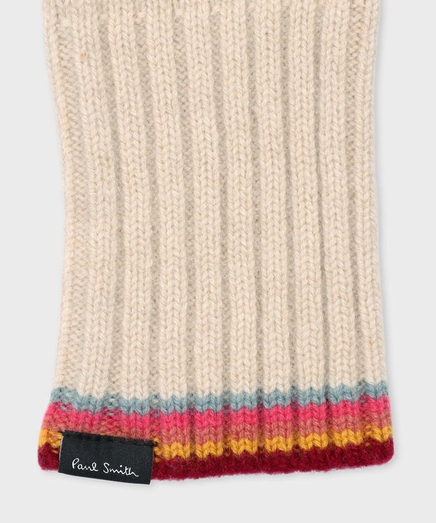 Paul Smith ストライプ リブニット グローブ ベージュ