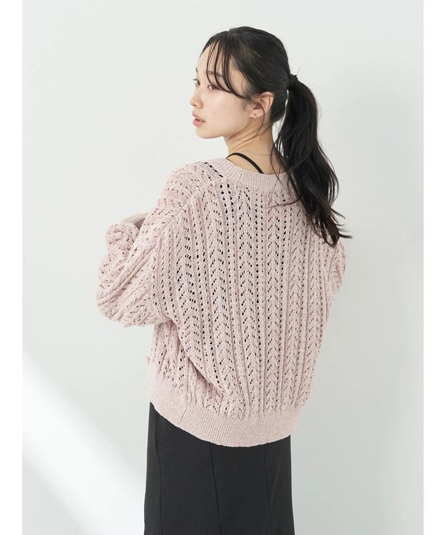 earth music&ecology スラブヤーンスカシカーディガン Pink