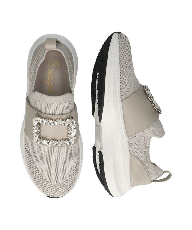 Bridget Birkin 【Bridget Birkin】ビジューバックルニットスニーカー ライトグレー