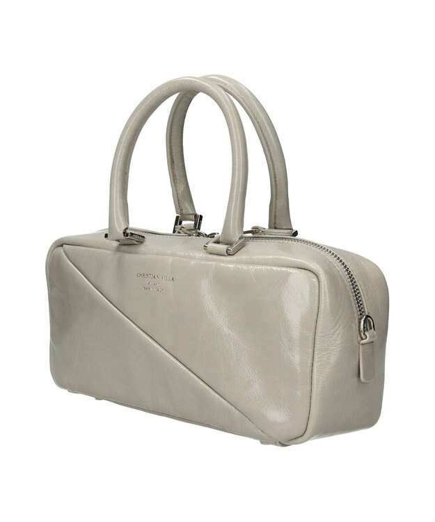 INTER-CHAUSSURES 【CHRISTIAN VILLA】ミディアムサイズレザーハンドルバッグ ライトグレー