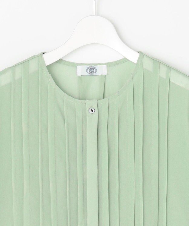 J.PRESS LADIES S シアードライトリコット フレアタック カットソー ソフトグリーン系