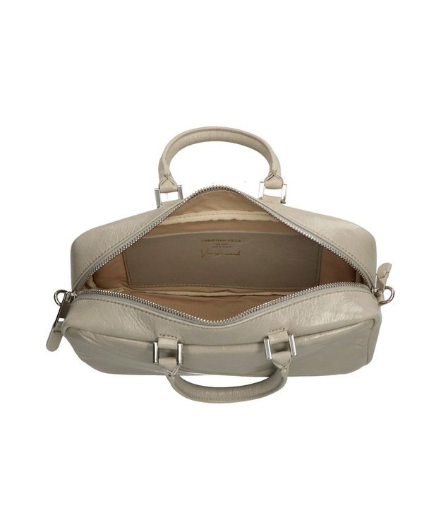 INTER-CHAUSSURES 【CHRISTIAN VILLA】ミディアムサイズレザーハンドルバッグ ライトグレー