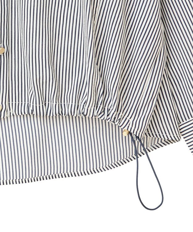 Green Parks 金ボタン裾ドロストシャツ Stripe