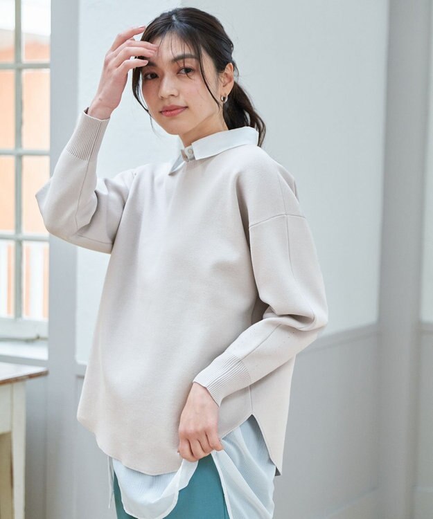 ANY ミラノリブニットプルオーバー グレージュ