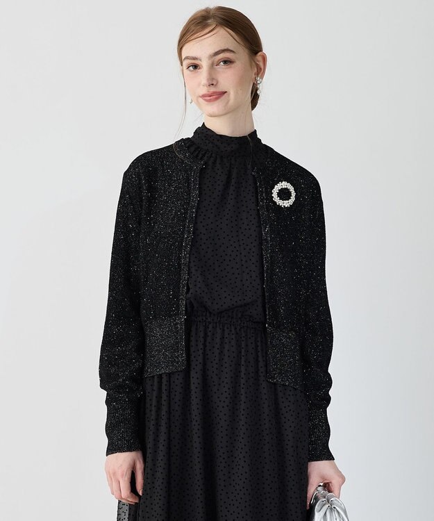 23区 L 【APPLAUDIR】スパングル コンパクトカーディガン ブラック系