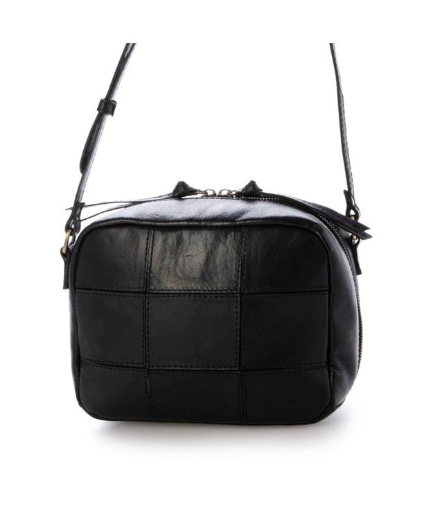 UNBILLION ピークスピーク PEAKSPEAK / 牛革パッチワークスクエアショルダー ブラック