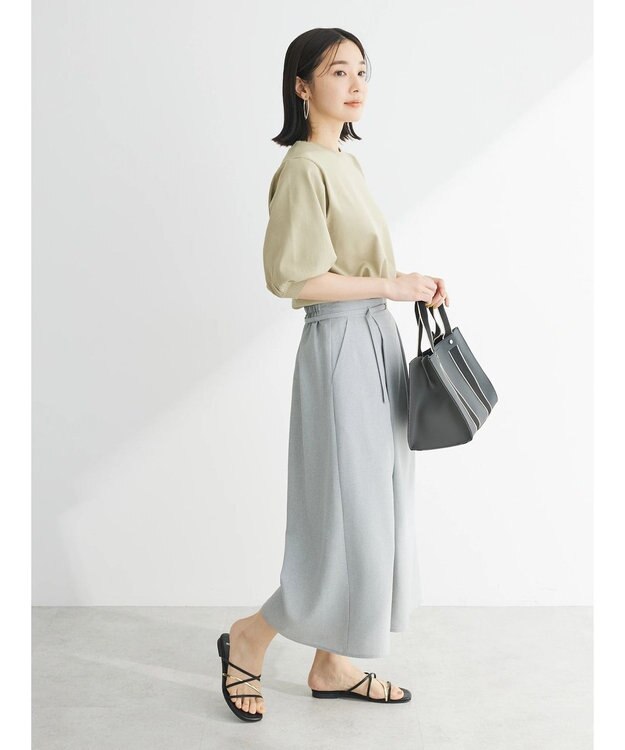 Green Parks パフ５分袖ニットプルオーバー Light Khaki