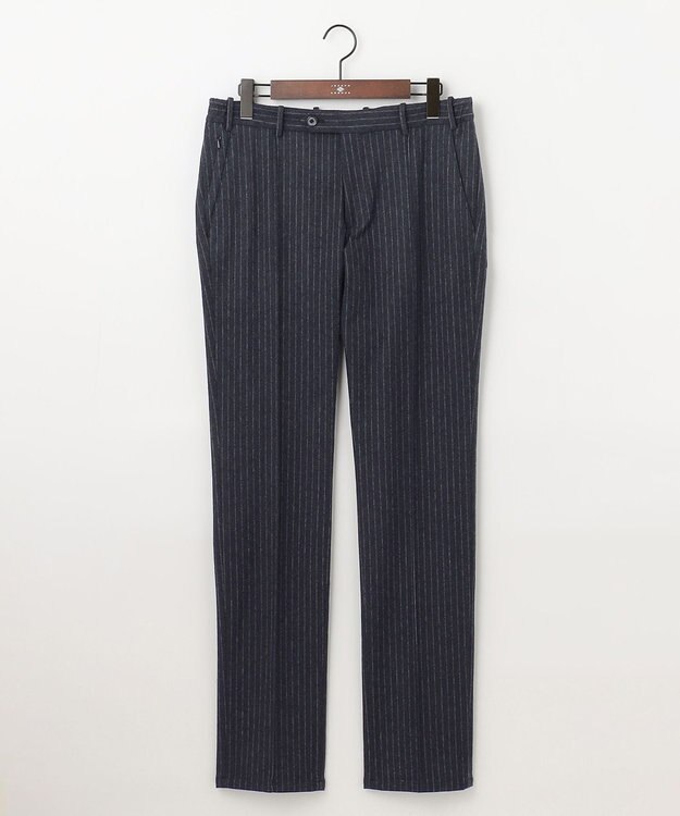 JOSEPH ABBOUD 【ウエストも伸びる！/ハイパワーストレッチ/洗える】 メルトンジャージー ストライプ パンツ ネイビー系1