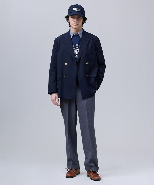 J.PRESS MEN 【J.PRESS ORIGINALS】【UNISEX】Wool Polyester Stretch Toropical 4B Blazer / Baggy-Fit ネイビー系