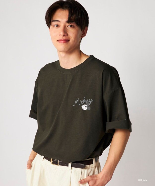 OP／FILA 【Ocean Pacific】ミッキー/水陸両用ビッグTシャツ/ユニセックス チャコールグレー