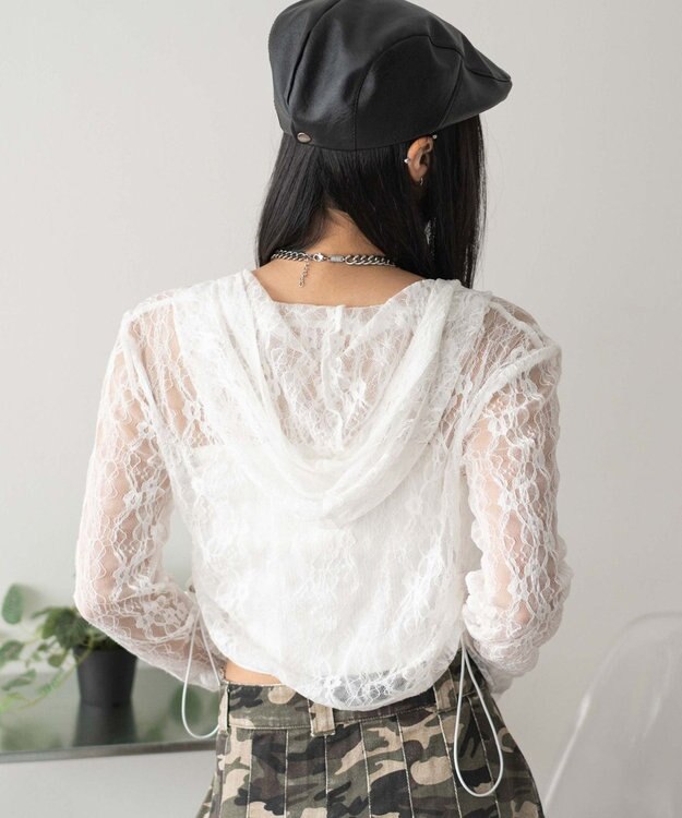 WEGO レースダブルジップパーカー ホワイト