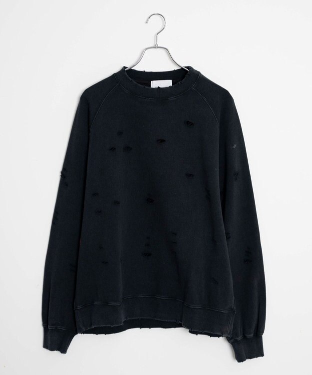 WEGO ダメージプルオーバースウェット ブラック