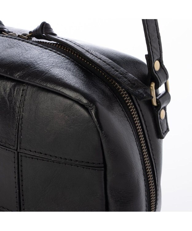 UNBILLION ピークスピーク PEAKSPEAK / 牛革パッチワークスクエアショルダー ブラック