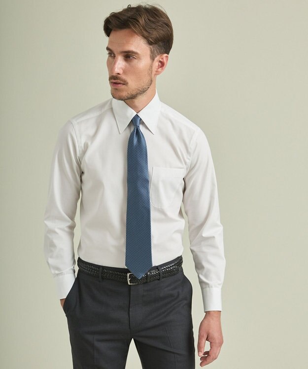 GOTAIRIKU 【形態安定】PREMIUMPLEATS_レギュラーカラー 通年ドレスシャツ ホワイト系