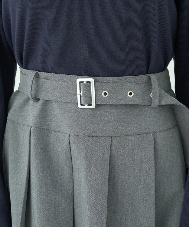 earth music&ecology ベルト付きプリーツミニスカート Gray