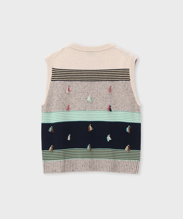 Paul Smith タッセルジャカード ベスト ベージュ