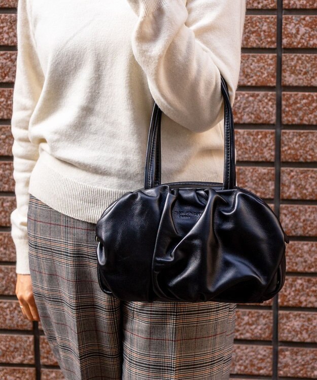 tsumori chisato CARRY ラムギャザー ミニボストン トートバッグ ブラック