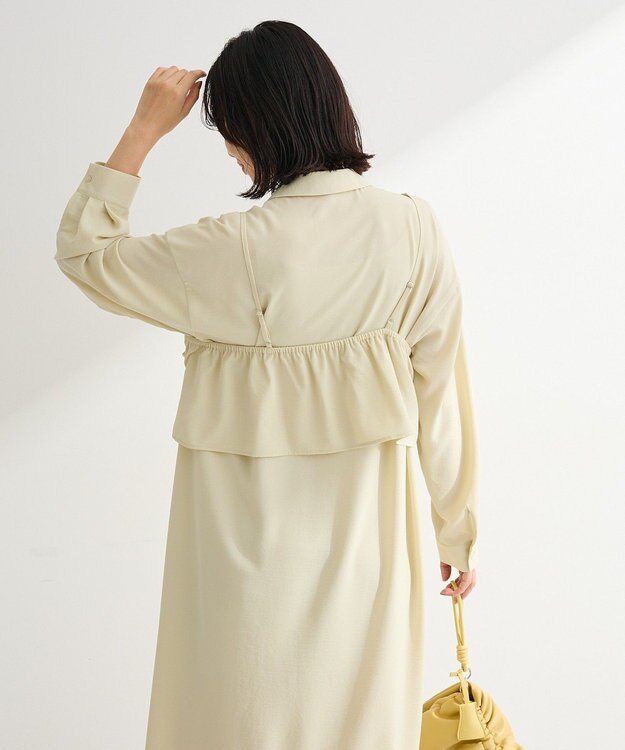 Green Parks ＳＥＴ２点フリルビスチェ＋シャツワンピース Light Khaki