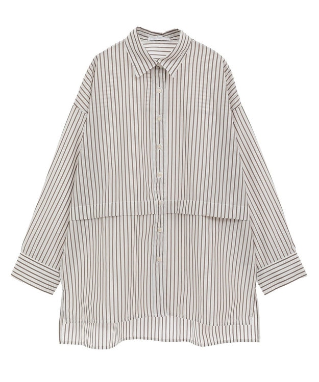 Green Parks ラメストライプタックシャツチュニック Off White