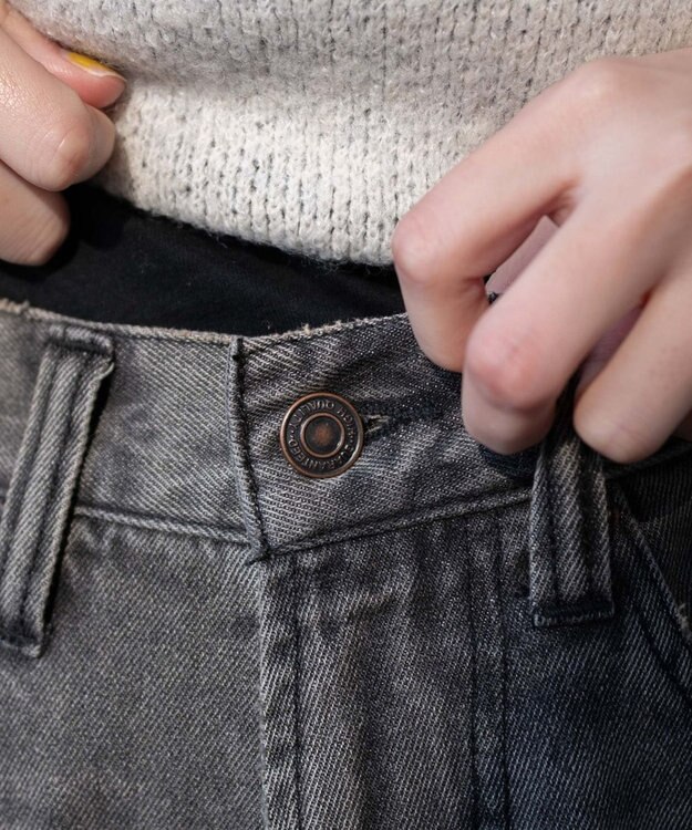 WEGO サイドラインワイドデニムパンツ スミクロ