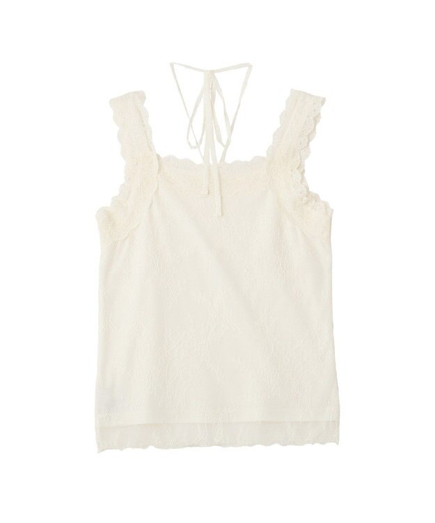 earth music&ecology 【2WAY/紐取り外し可能】総レースホルターネックキャミソール Off White