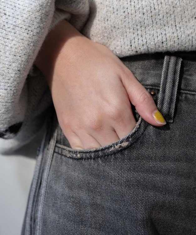 WEGO サイドラインワイドデニムパンツ スミクロ