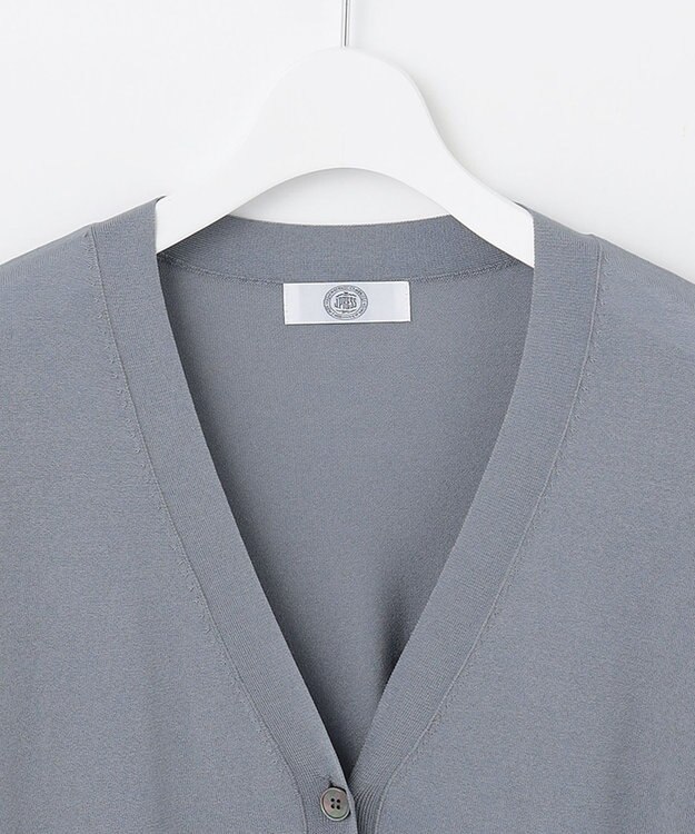 J.PRESS LADIES 【洗える】 シルキーレーヨンストレッチ Ｖネック カーディガン ダルブルー系