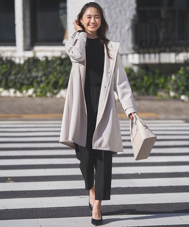 ANY SIS S 【洗える】フーデットロング アウター ライトグレー