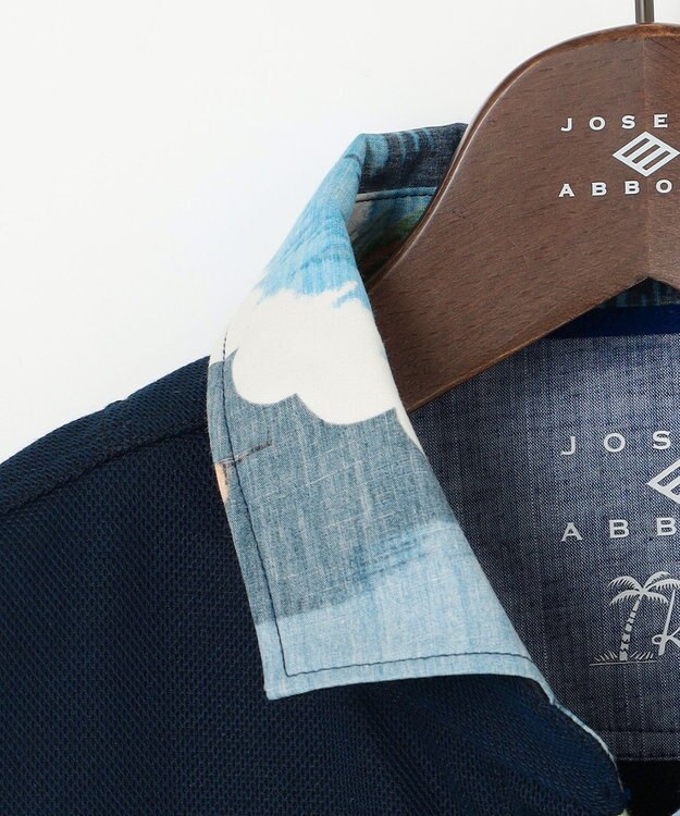 JOSEPH ABBOUD ギフトに！【老舗アロハブランドとコラボレーション】カハラ アロハ ダディ ポロシャツ ネイビー×ブルーヤシ襟