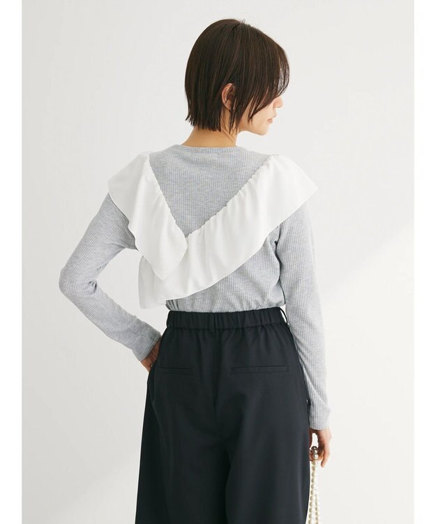 Green Parks ・ＳＵＧＡＲ　ＳＰＯＯＮ　アシンメトリーフリルロンＴＥＥ Gray Mixture