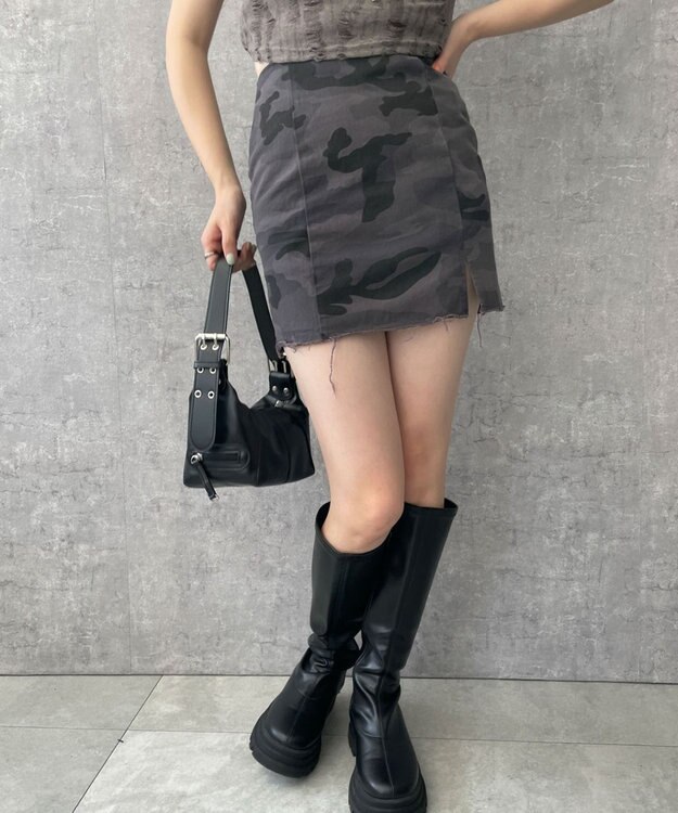 WEGO カモフラージュタイトミニスカート ブラックその他