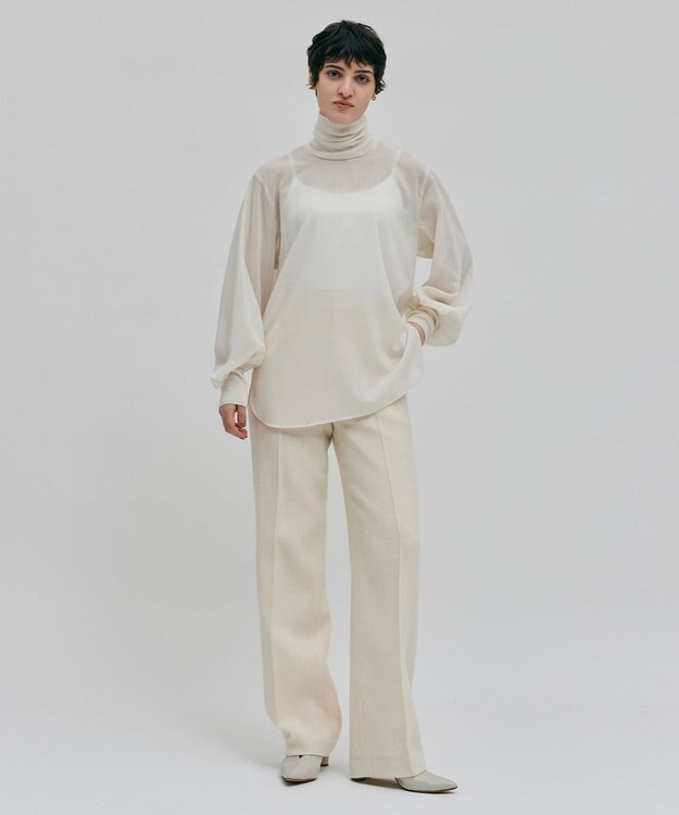 BEIGE， 【洗える】MOYE / ハイネックブラウス Ecru