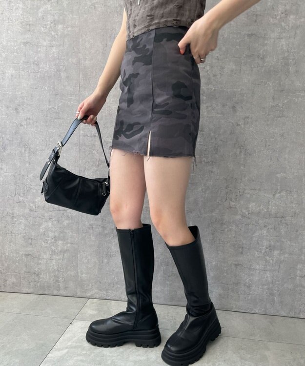 WEGO カモフラージュタイトミニスカート ブラックその他